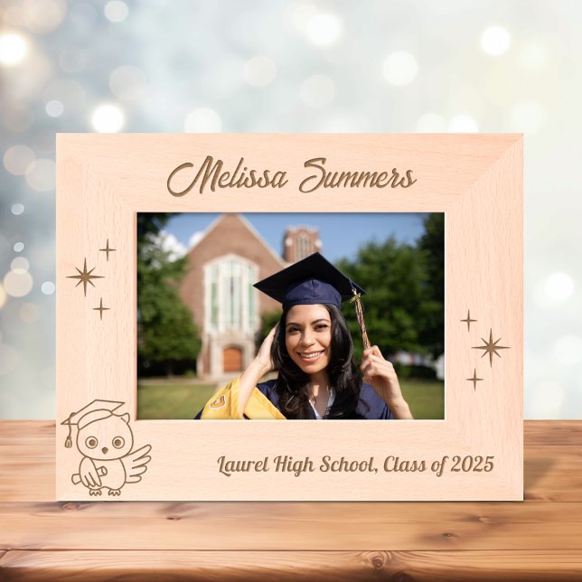 Owl Graduation Hat Scroll 7x5 Etched Frames (Creator Uploaded)