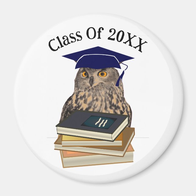Owl Graduation Round Magnet (Front)