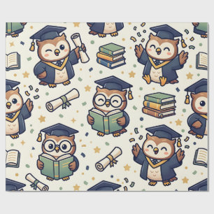 Owl Graduation Wrapping Paper – Cute Cap & Gown