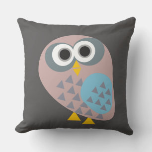 Owl gray blue mauve  cushion