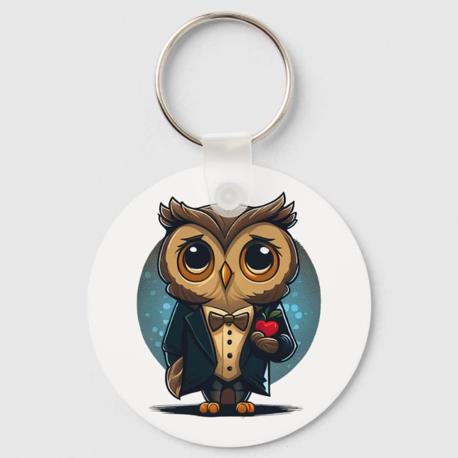 Owl Groom in Love: Perfect Valentine's Day Gift Key Ring (Front)