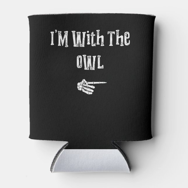 Owl Halloween Costume Funny Couples Matching Can Cooler (Front)