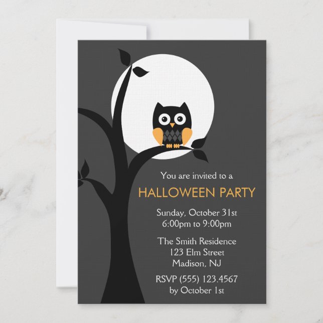 Owl Halloween Party Invitations (Front)
