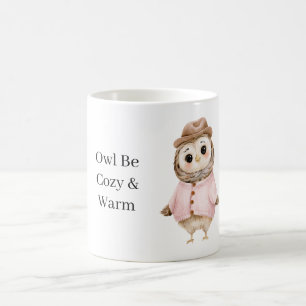 Owl Hat Pink Sweater Cosy & Warm Coffee Mug