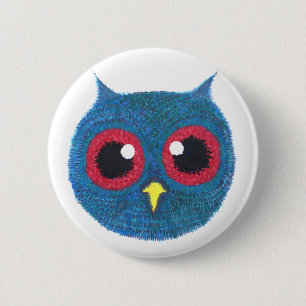 Owl Head 6 Cm Round Badge