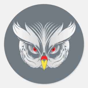 Owl head classic round sticker
