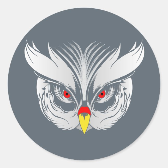 Owl head classic round sticker (Front)