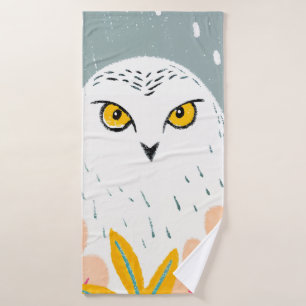 Owl head drawing bath towel set