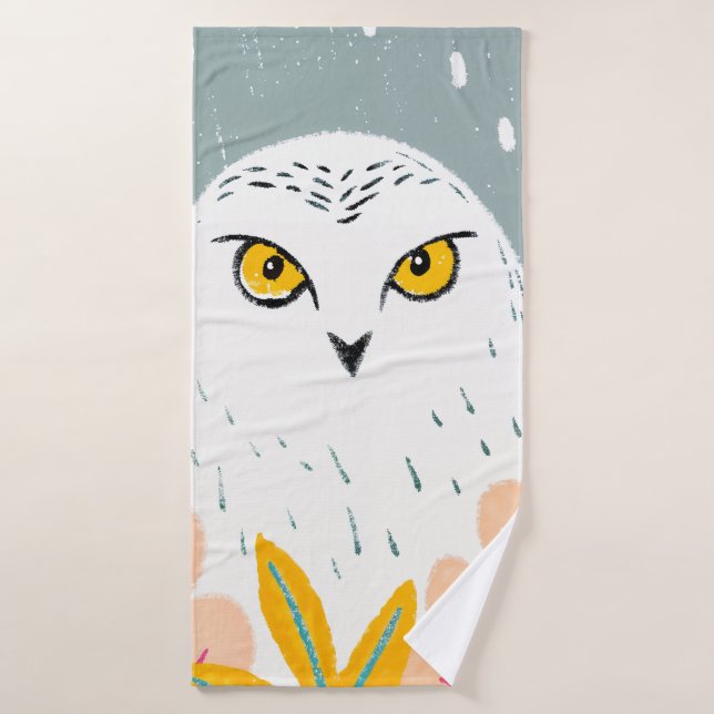 Owl head drawing bath towel set (Bath Towel)