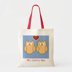 Owl heart love cute kids library bag