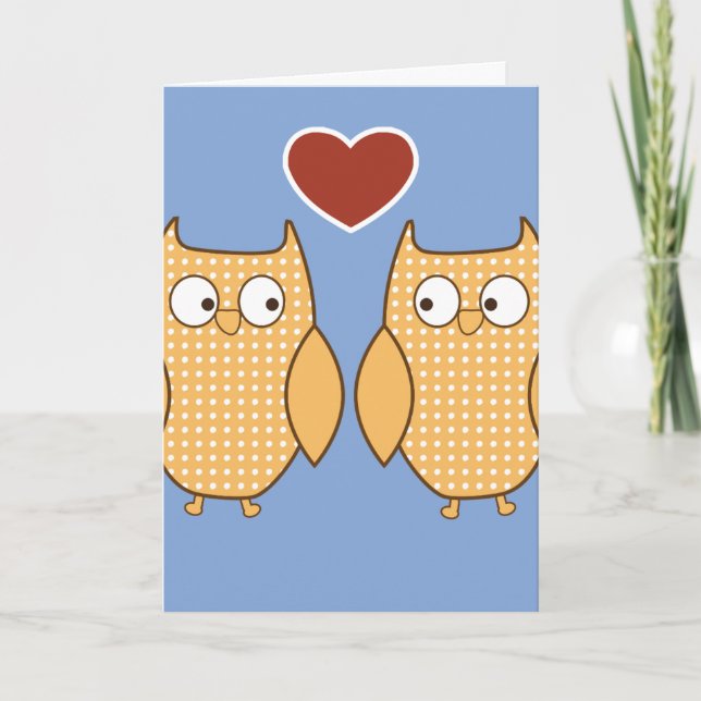 Owl heart love holiday card (Front)