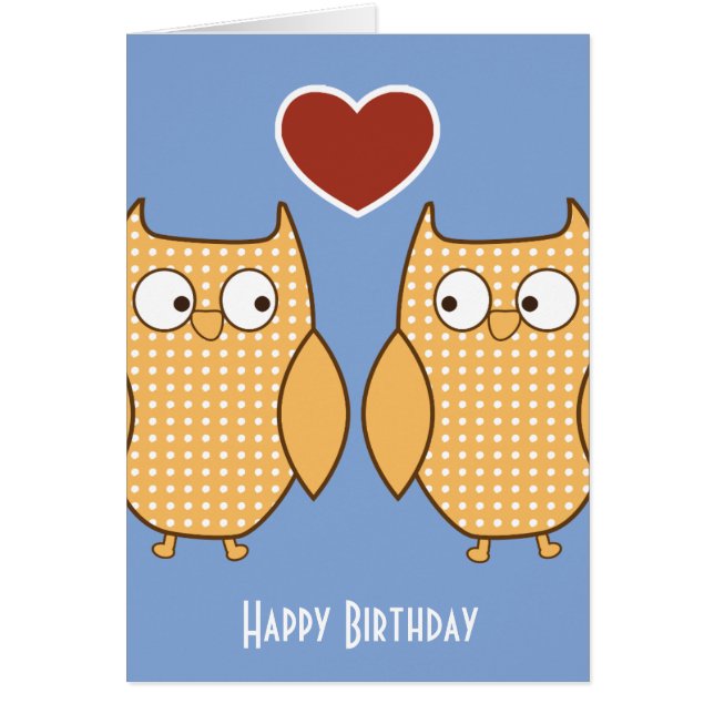 Owl heart love kid's birthday card (Front)