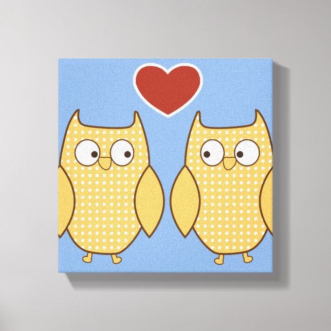 Owl heart love kid's canvas (Front)