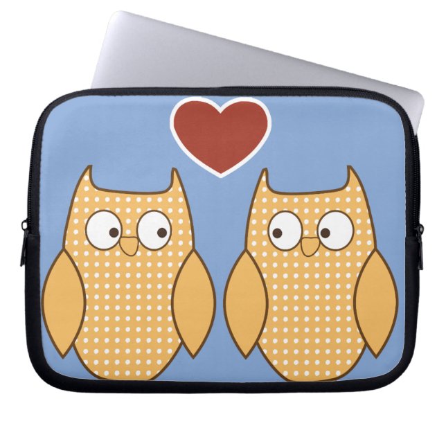 Owl heart love laptop sleeve (Front)