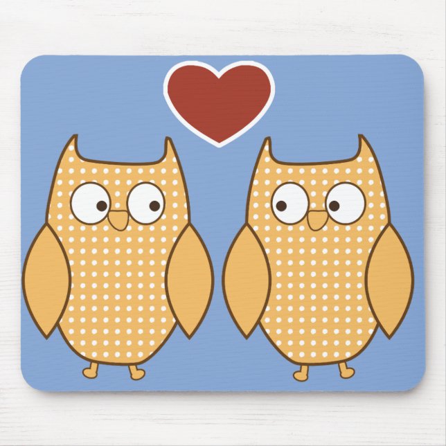 Owl heart love mouse mat (Front)