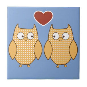 Owl heart love tile