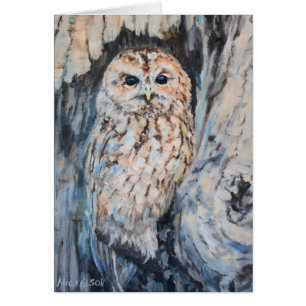 Owl Hideout Fine Art Greeting Card