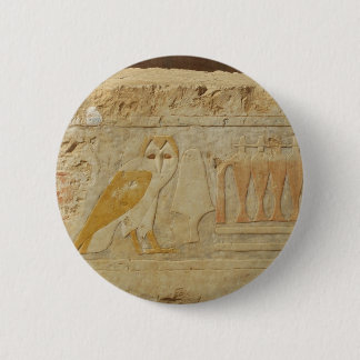 Owl Hieroglyph Detail, Hatshepsut Temple, Egypt 6 Cm Round Badge