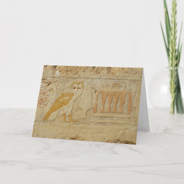 Owl Hieroglyph Detail, Hatshepsut Temple, Egypt Card (Front)