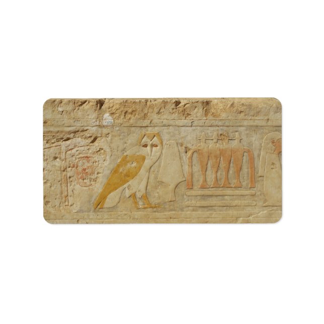 Owl Hieroglyphic Detail, Hatshepsut Temple, Egypt Label (Front)