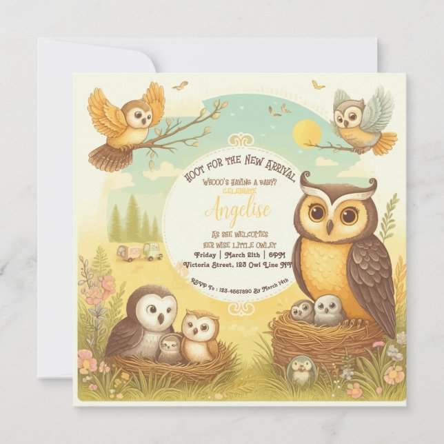 Owl Hoots Baby Shower Invitation (Front)