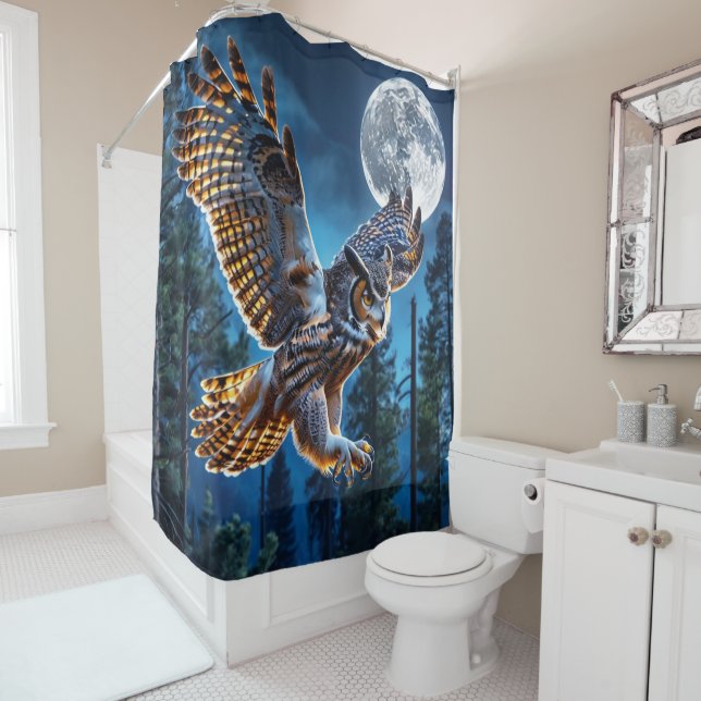 Owl hunting shower curtain (In Situ)