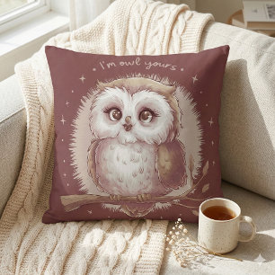 Owl Illustration Cute Whimsical Cottagecore Cushion
