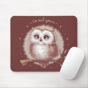 Owl Illustration Cute Whimsical Cottagecore Mouse Mat