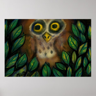 Owl in A Leafy Tree Poster