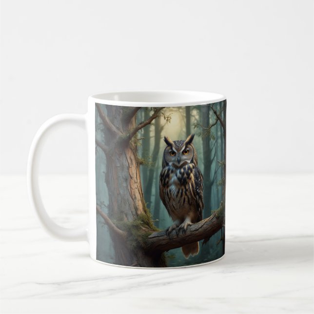 Owl in a Magical Forest Coffee Mug (Left)