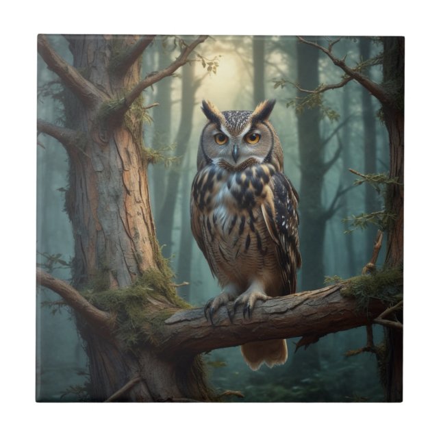 Owl in a Magical Forest Tile (Front)
