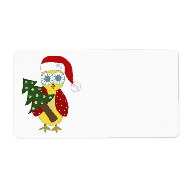 Owl in a Santa Hat with Christmas Tree (Front)
