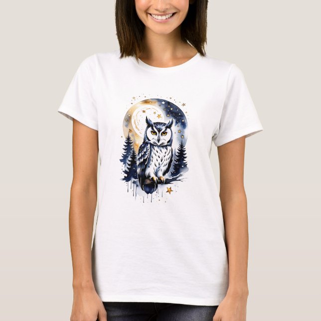 Owl in a Starry Forest T-Shirt (Front)
