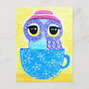 Owl In A Teacup Postcard