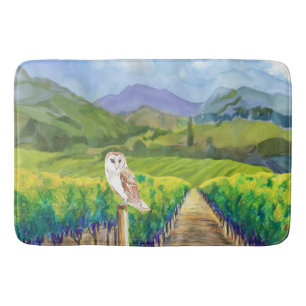 Owl in a Vineyard Bath Mat