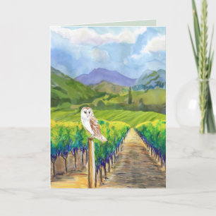 Owl in a Vineyard Greeting Card