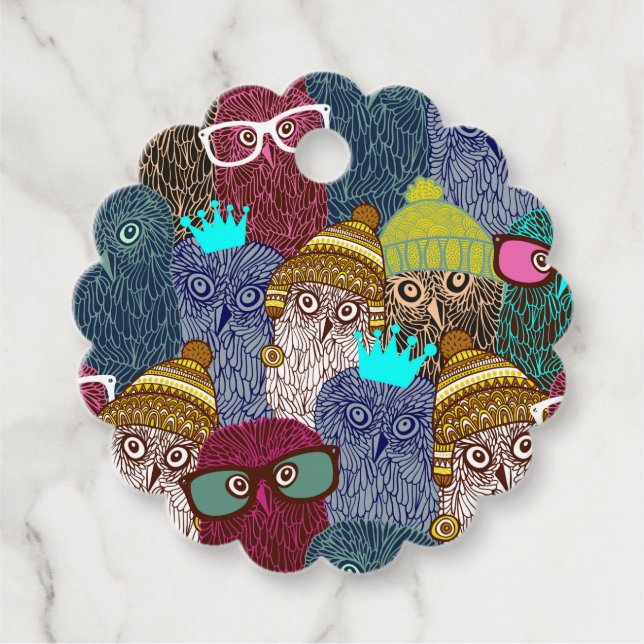Owl in crown favour tags (Front)