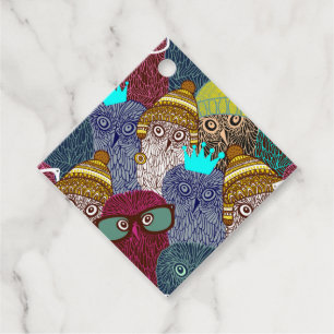 Owl in crown favour tags