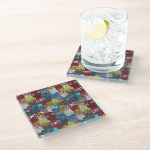 Owl in crown glass coaster