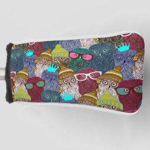 Owl in crown golf head cover