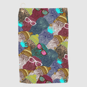 Owl in crown golf towel