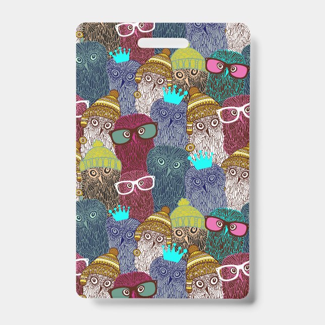 Owl in crown ID badge (Front)