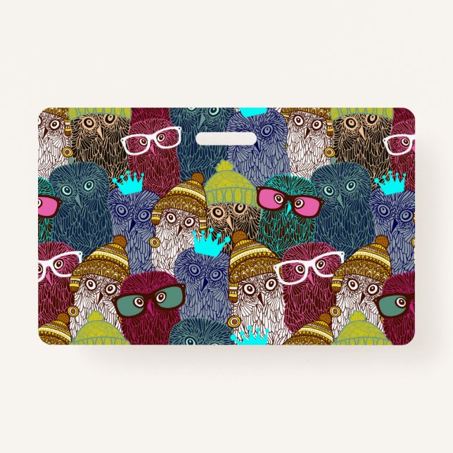 Owl in crown ID badge (Front)