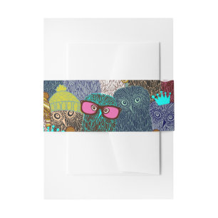 Owl in crown invitation belly band