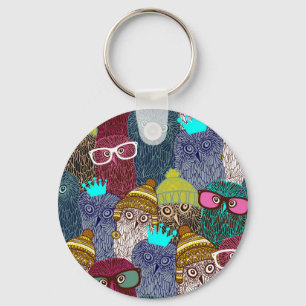 Owl in crown key ring