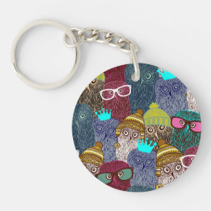 Owl in crown key ring