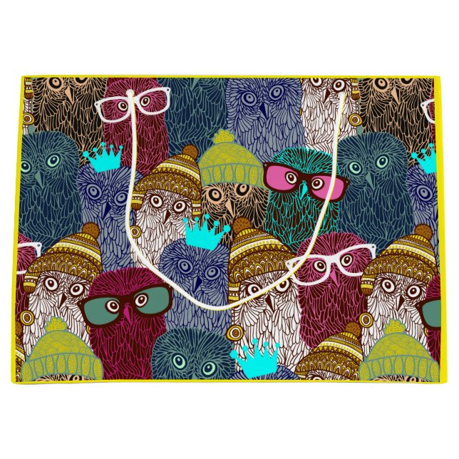 Owl in crown large gift bag (Front)