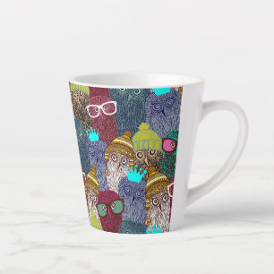 Owl in crown latte mug