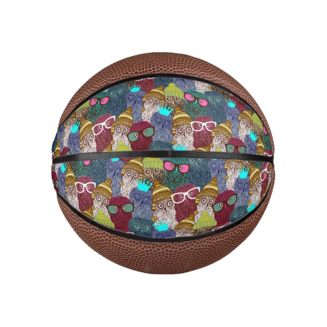 Owl in crown mini basketball (Front)