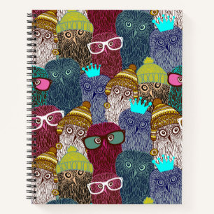Owl in crown notebook